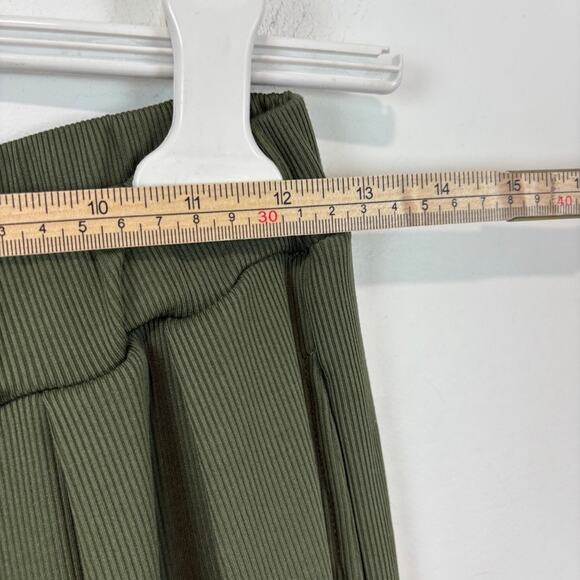 CIDER Wide Leg Pants Pleated Ribbed Pull On Green M - Picture 6 of 8